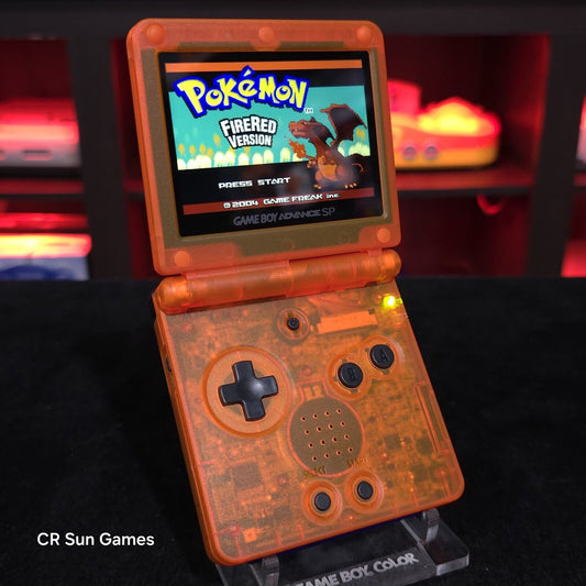 Clear Orange Nintendo Game Boy Advance GBA SP IPS MOD Adjustable Brightness