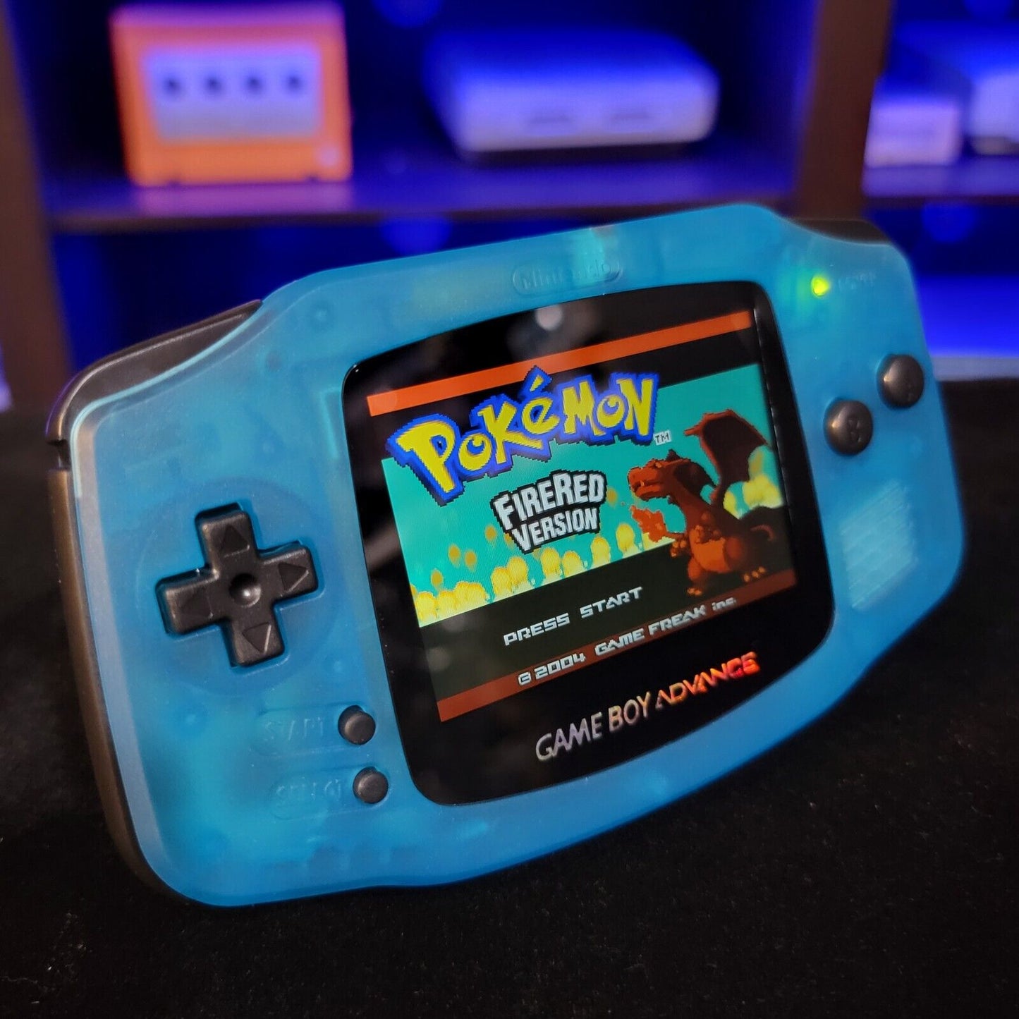 Blue Game Boy Advance GBA Console with iPS Backlight Backlit LCD MOD Console