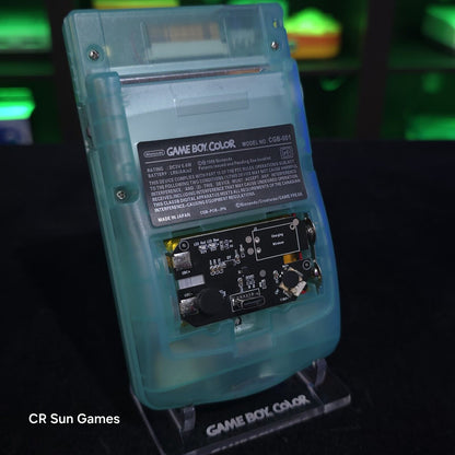 Glow In The Dark Blue Gameboy Color Console OLED Touch & USB-C Recharge Battery