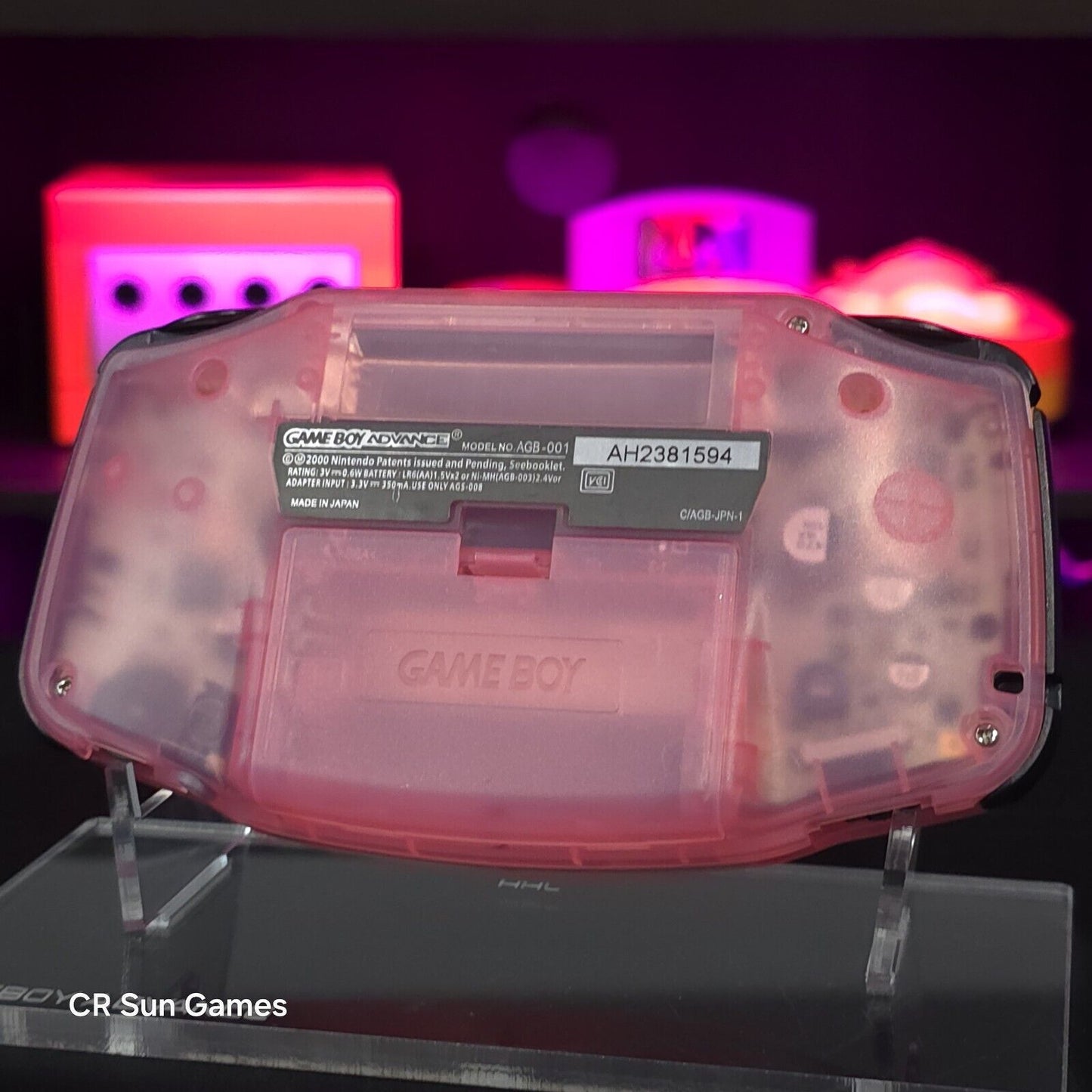 Clear Pink Kirby Game Boy Advance GBA Console with iPS V5 Backlit LCD MOD