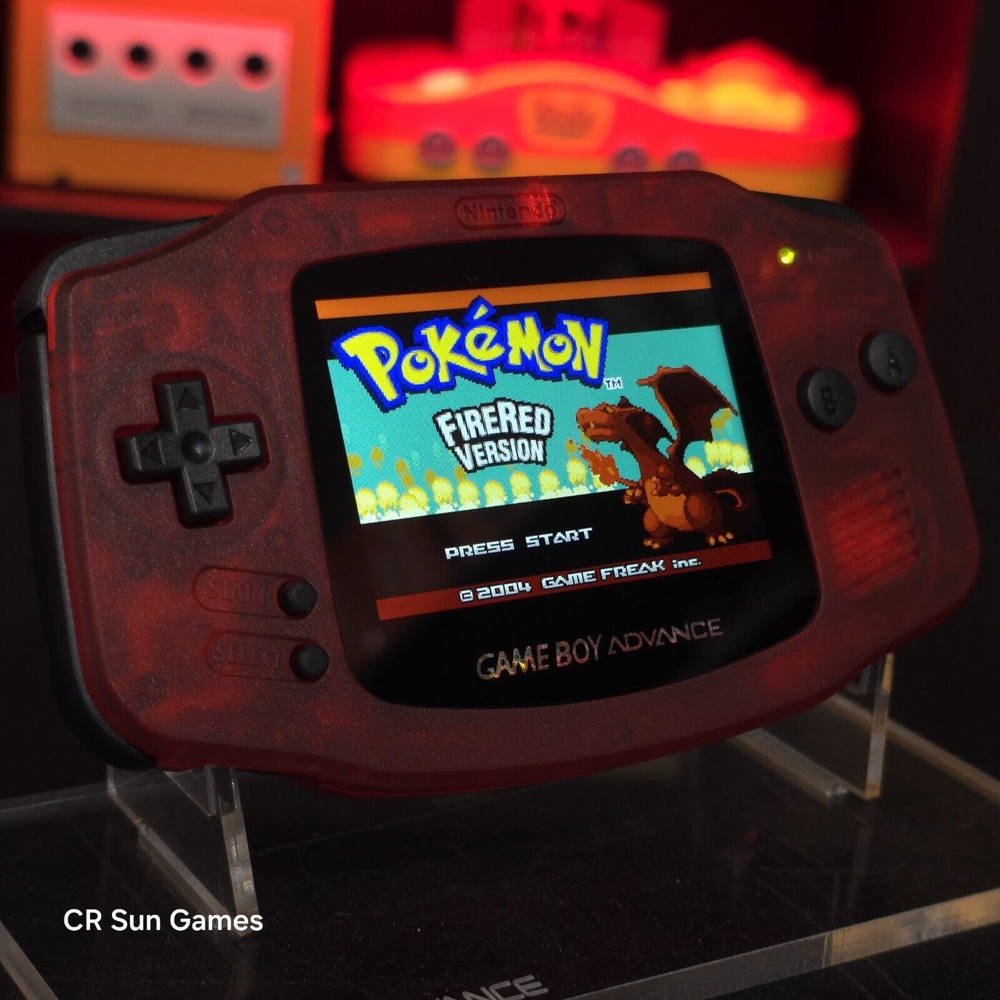 Clear Red Game Boy Advance GBA Console with iPS V5 Backlight Backlit LCD MOD