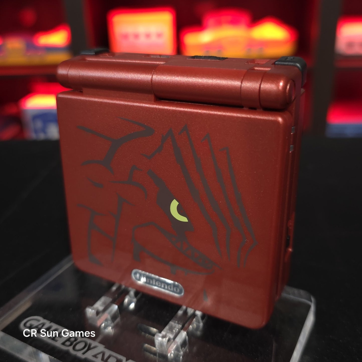 Red Nintendo Game Boy Advance GBA SP IPS V2 And USB-C Mod- Groudon