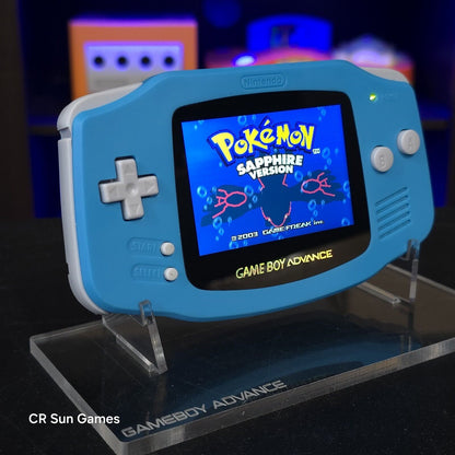 Blue Game Boy Advance GBA Console with iPS V5 Backlight Backlit LCD MOD Console