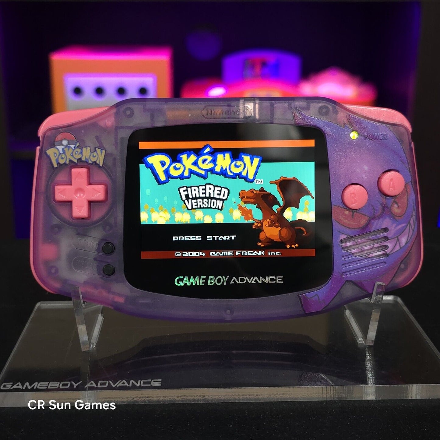 Gengar Purple Game Boy Advance GBA Console with iPS V5 Backlight Backlit LCD MOD