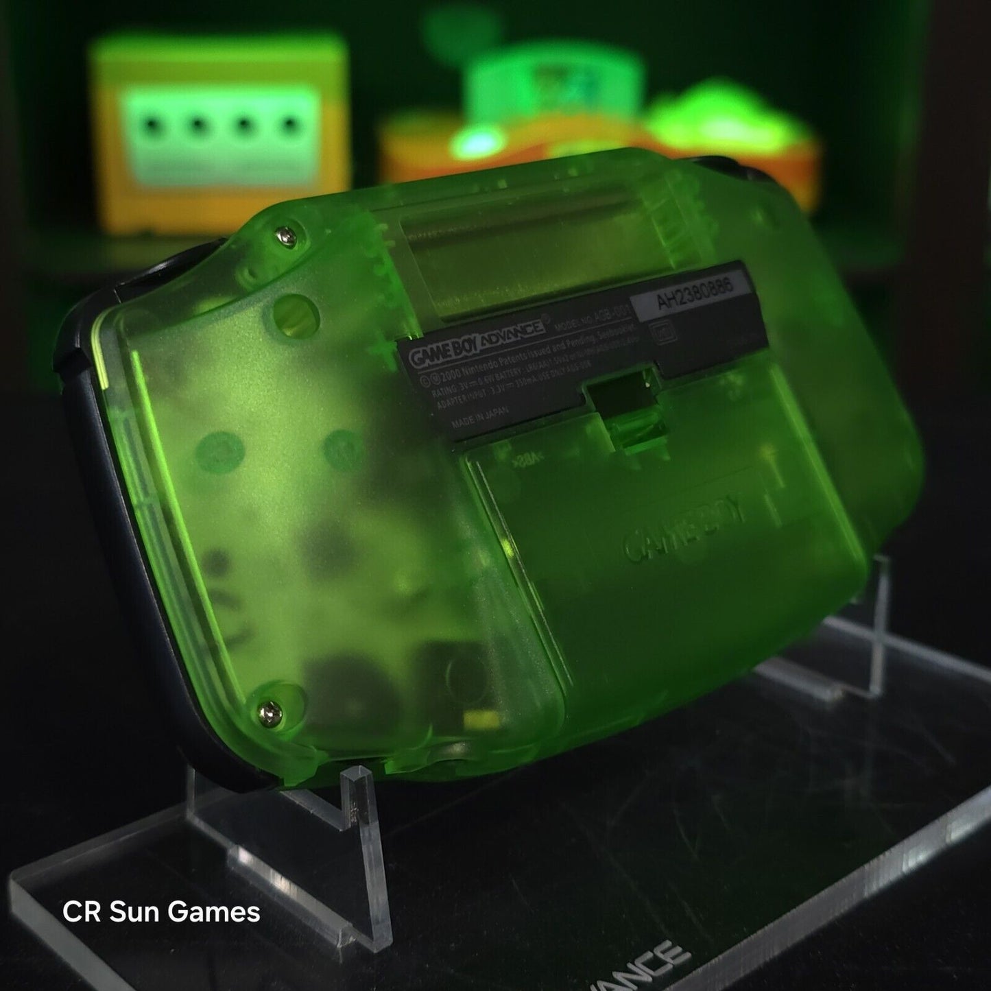 Link Zelda Clear Green Game Boy Advance GBA Console with iPS V5 Backlit LCD MOD