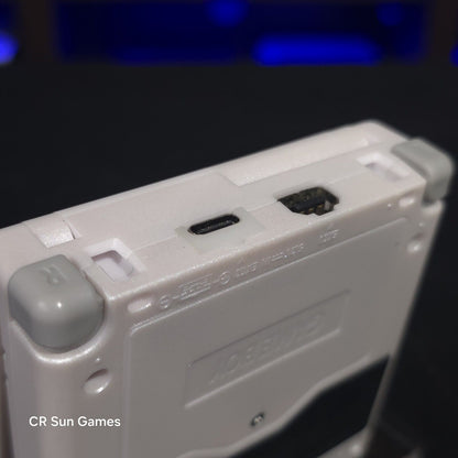 White Nintendo Game Boy Advance GBA SP IPS Screen And USB-C Mod