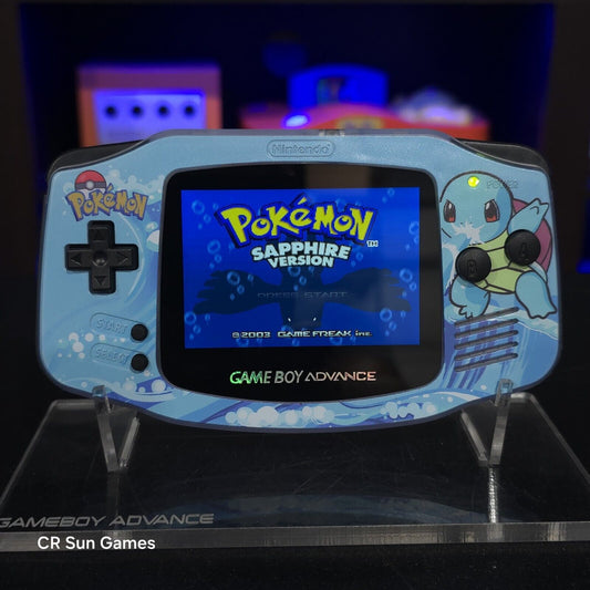 Glacial Squirtle GameBoy Advance GBA Ips LCD USB-C 1800 mAh Rechargeable Battery
