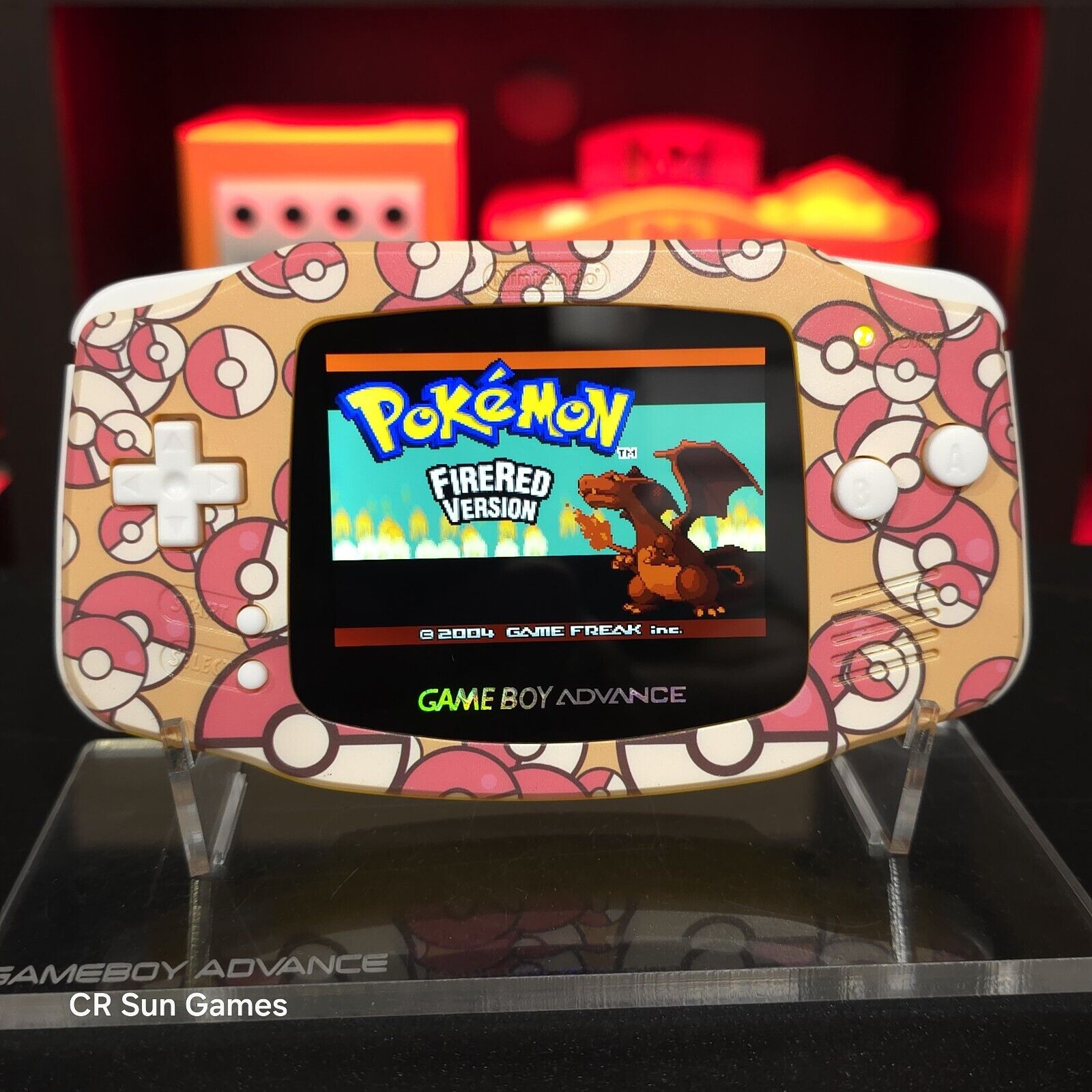 Pokemon Pokeball Game Boy Advance GBA iPS V5 Usb-C 1800 mAh Rechargeab ...