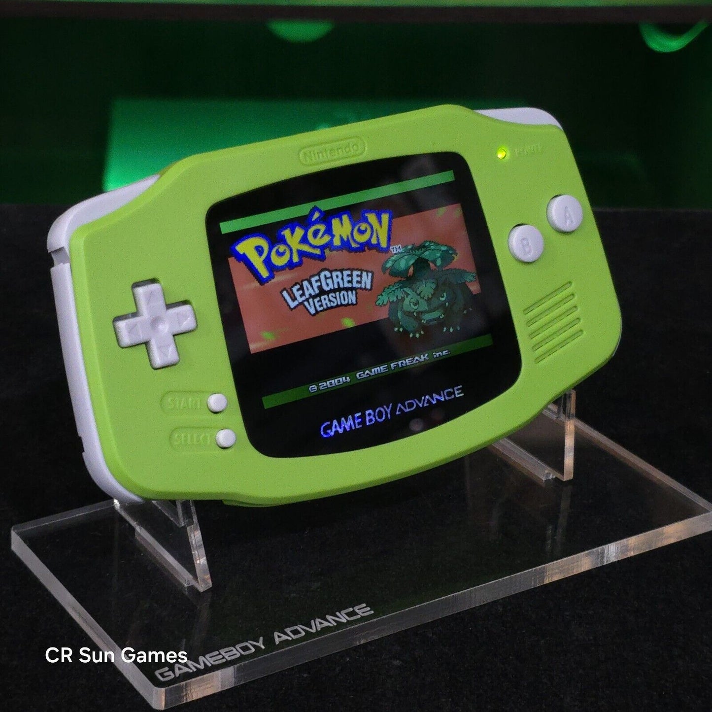 Green Game Boy Advance GBA Console with iPS V5 Backlight Backlit LCD MOD Console