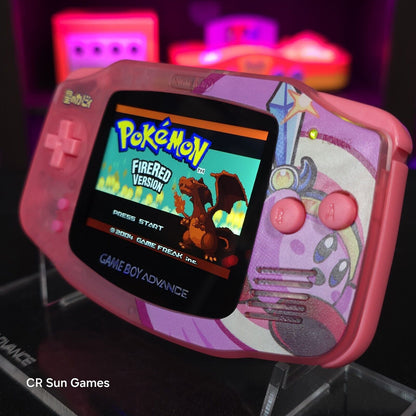 Clear Pink Kirby Game Boy Advance GBA Console with iPS V5 Backlit LCD MOD