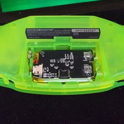 Glow In The Dark Green Game Boy Advance GBA with iPS V5 And USB-C Mods