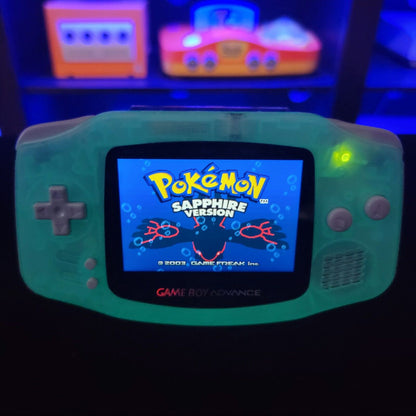 Glacial Glow In The Dark GameBoy Advance GBA Console with iPS Backlight LCD MOD