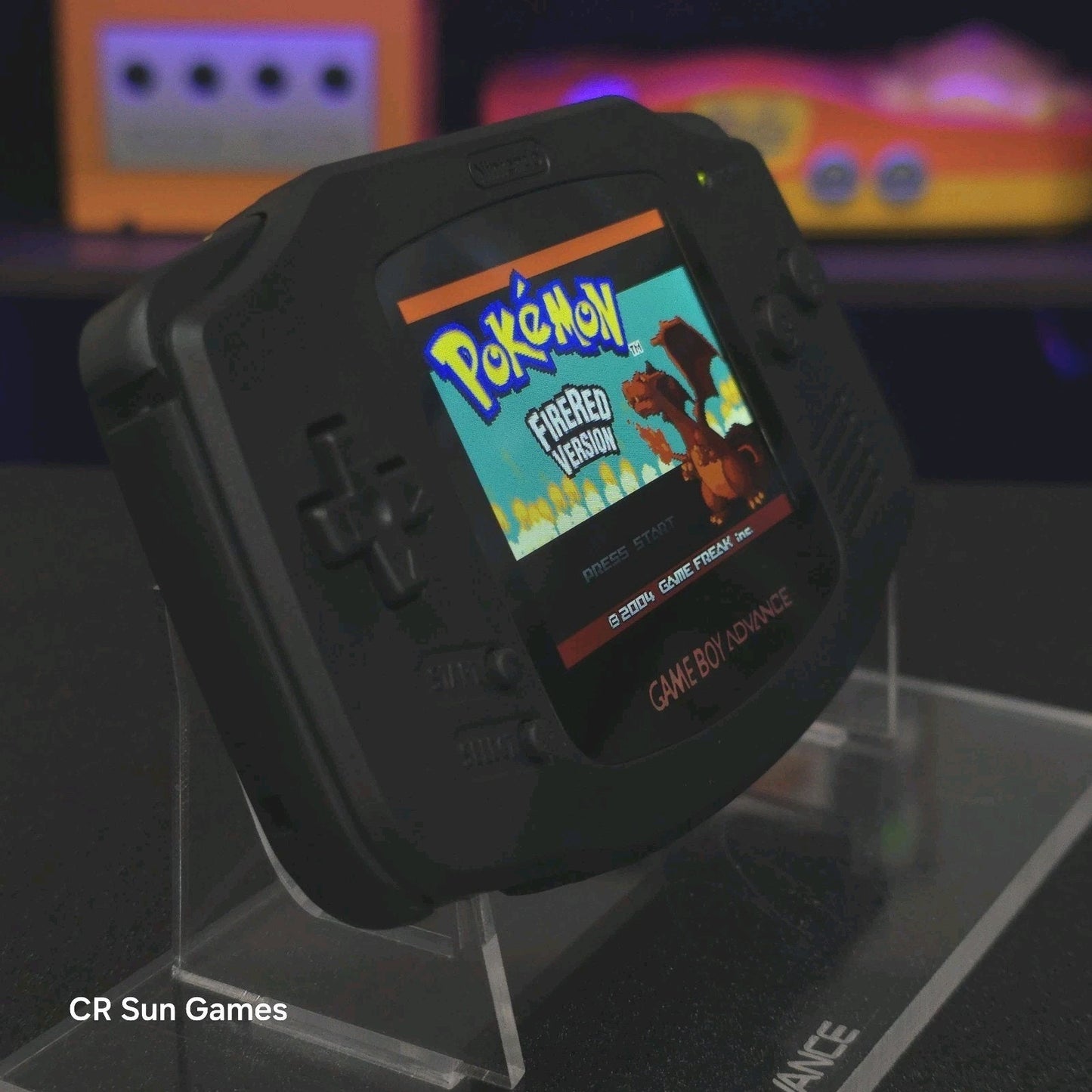 Black On Black Game Boy Advance GBA Console with iPS V5 Backlit LCD