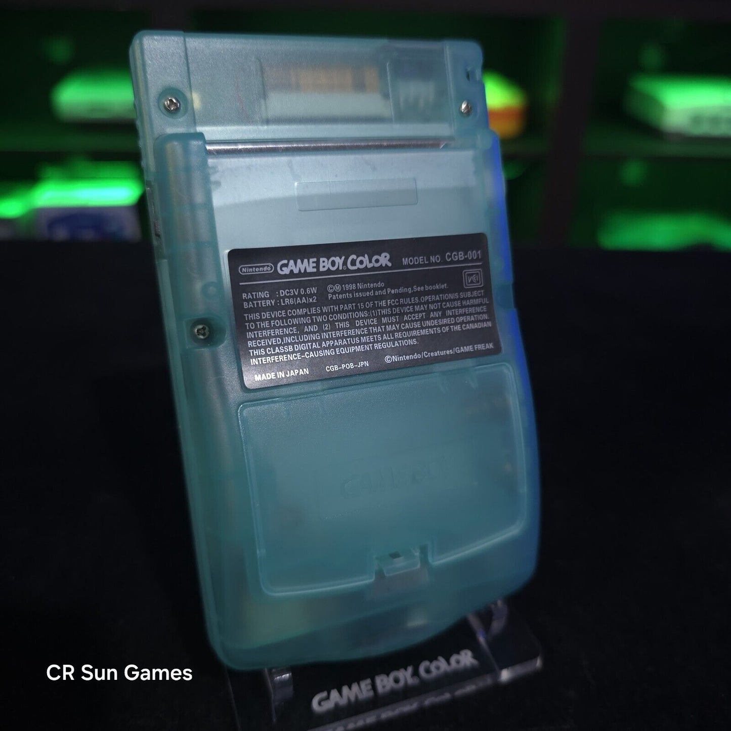 Glow In The Dark Blue Gameboy Color Console OLED Touch Screen GBC Game Boy