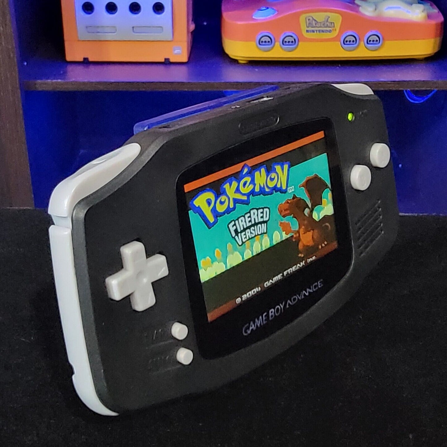 Black Game Boy Advance GBA iPS LCD USB-C 1800 mAh Rechargeable Battery