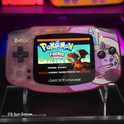Clear Pink Kirby Game Boy Advance GBA Console with iPS V5 Backlit LCD MOD