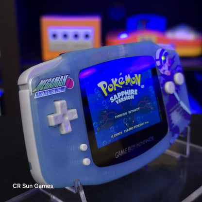Megaman Blue Game Boy Advance GBA Console with iPS V5 Backlight Backlit LCD MOD