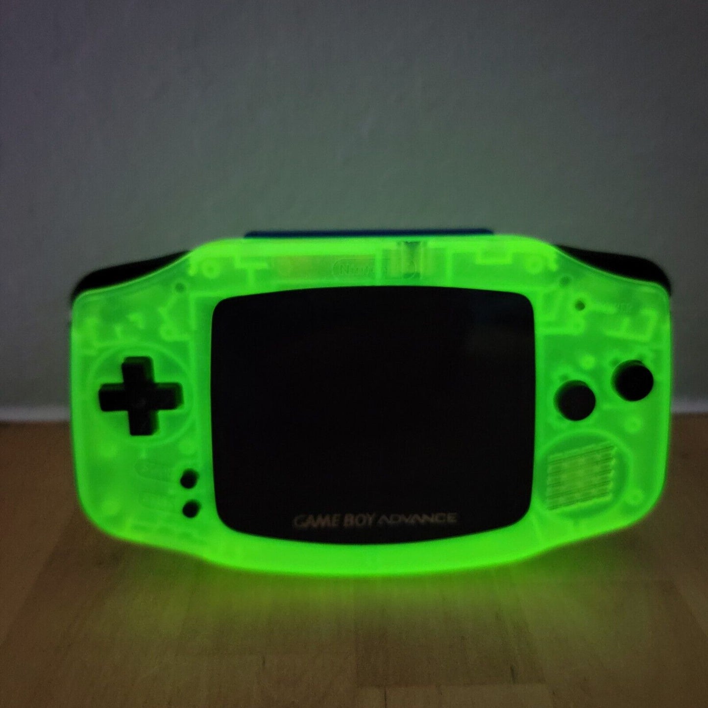 Glow In The Dark Green Game Boy Advance GBA with iPS V5 And USB-C Mods
