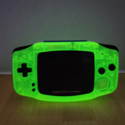 Glow In The Dark Green Game Boy Advance GBA with iPS V5 And USB-C Mods