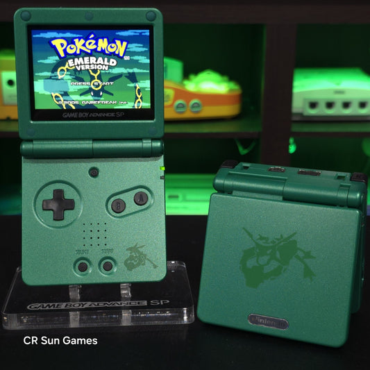 Green Nintendo Game Boy Advance GBA SP IPS MOD Adjustable Brightness - Rayquaza-