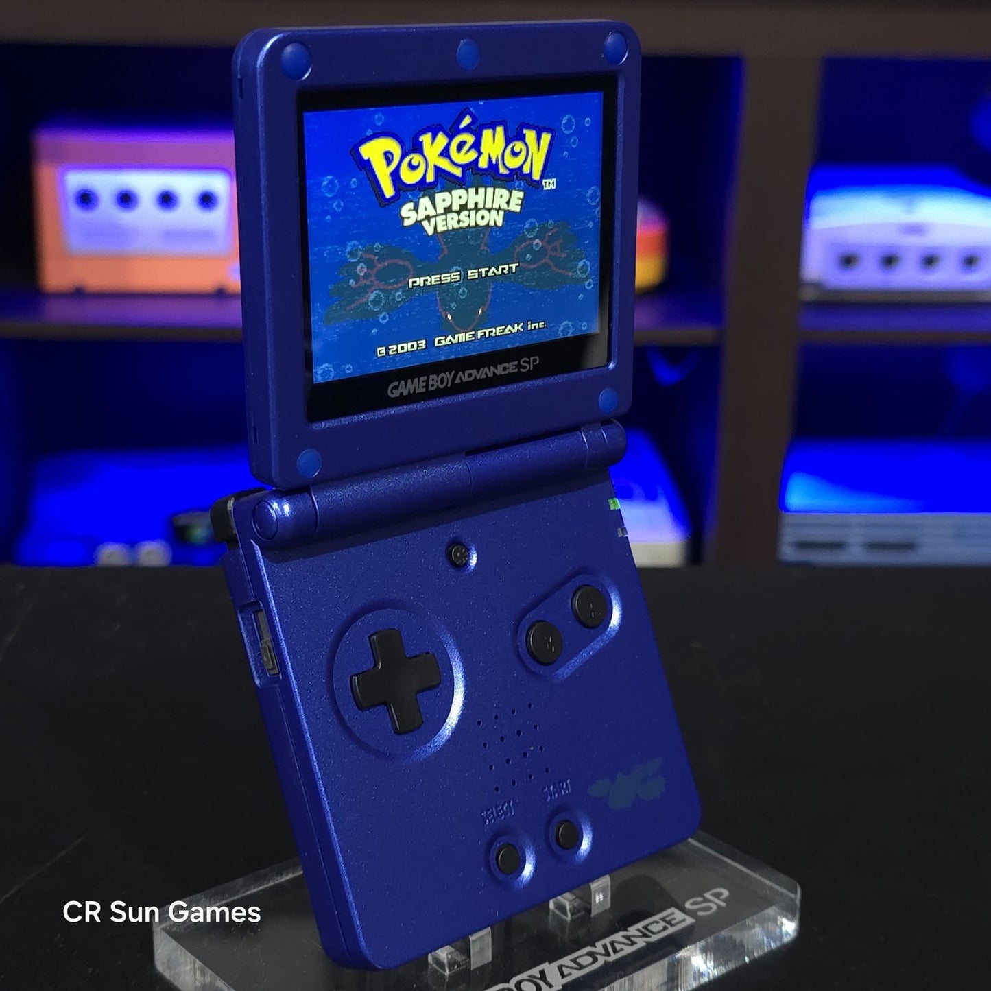 Blue Nintendo Game Boy Advance GBA SP IPS V2 And Usb-C Mod - Kyogre