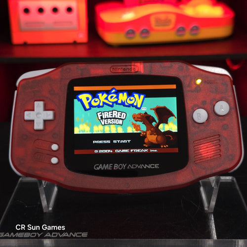 Clear Red Game Boy Advance GBA Console with iPS V5 Backlight Backlit LCD MOD