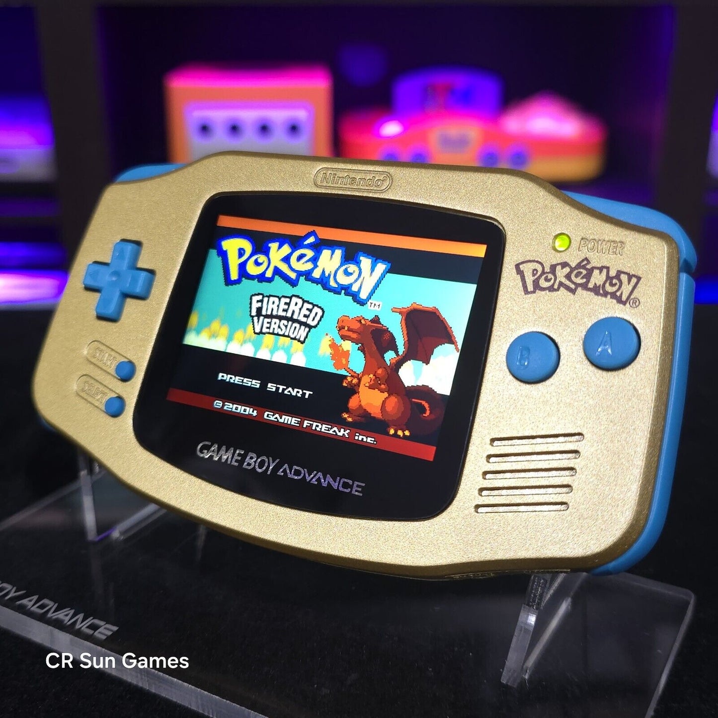 Gold Pokemon Game Boy Advance GBA Console with iPS V5 Backlight Backlit LCD MOD