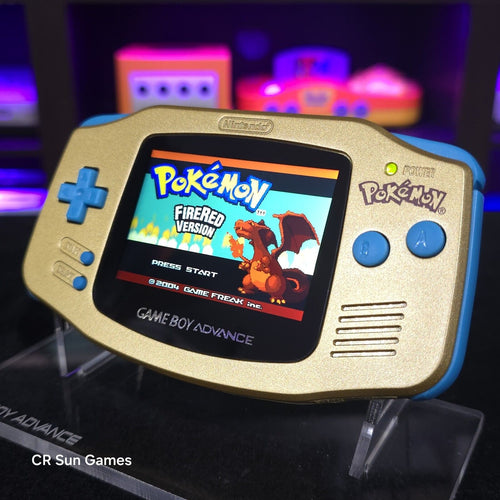 Gold Pokemon Game Boy Advance GBA Console with iPS V5 Backlight Backlit LCD MOD