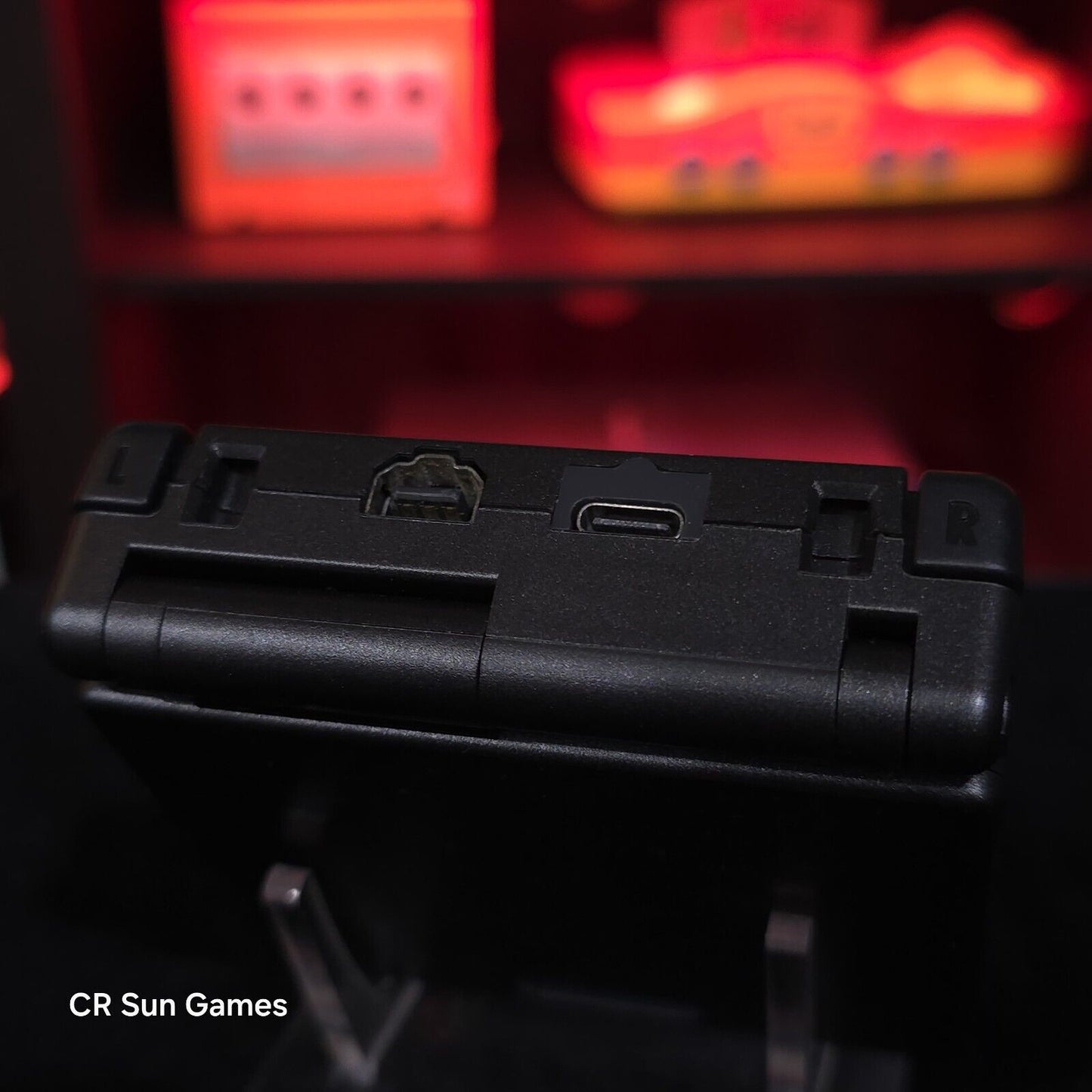 Black On Black Nintendo Game Boy Advance GBA SP IPS Screen And USB-C Mod