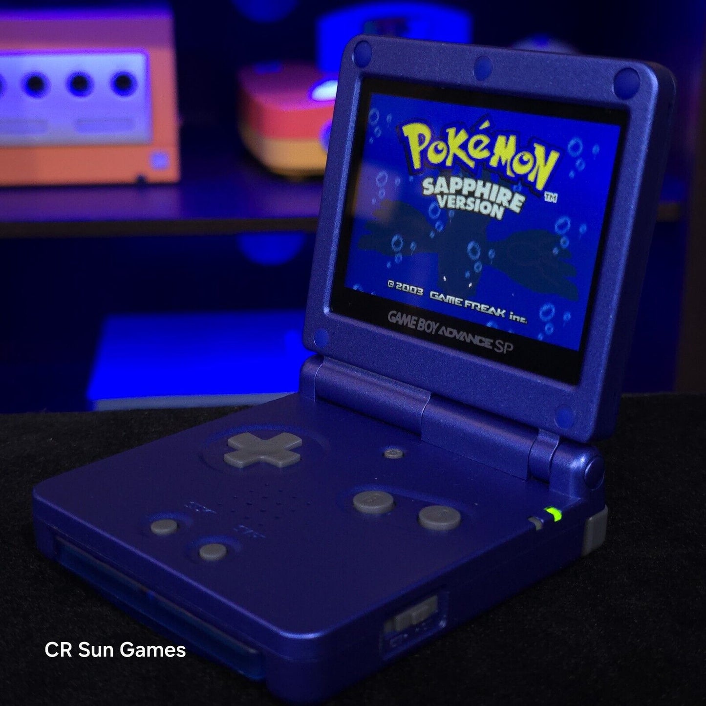 Blue Nintendo Game Boy Advance GBA SP IPS Screen MOD Adjustable Brightness