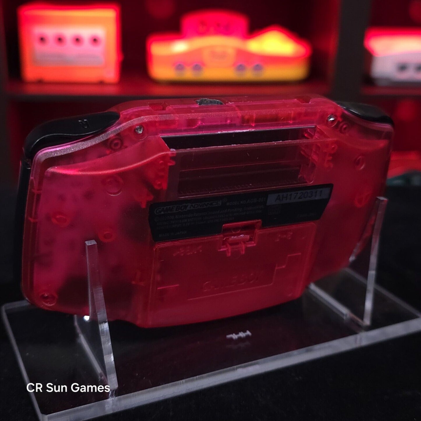 Clear Red Game Boy Advance GBA Console with iPS V5 Backlight Backlit LCD MOD
