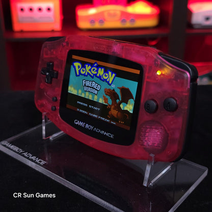 Clear Red Game Boy Advance GBA Console with iPS V5 Backlight Backlit LCD MOD