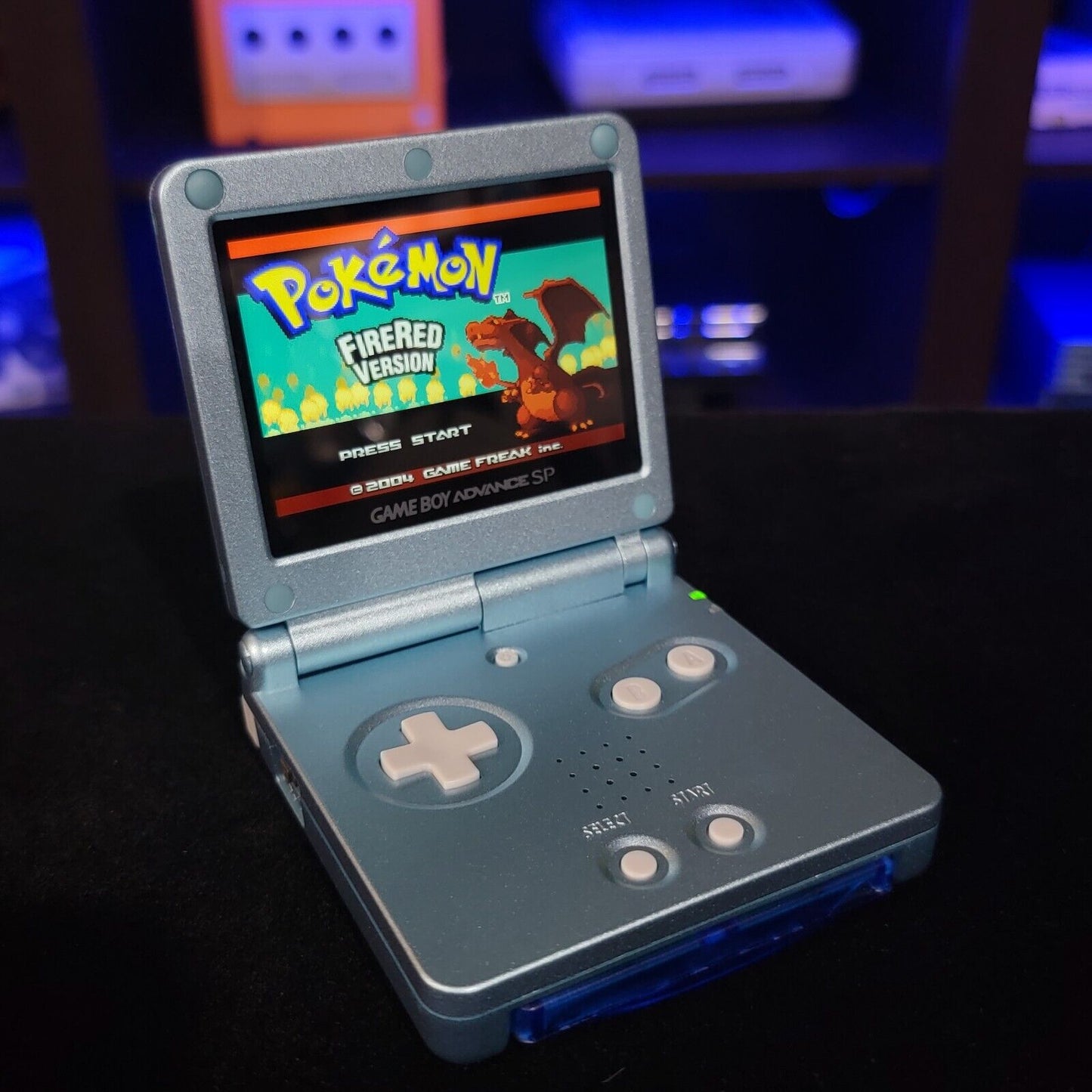 Pearl Blue Nintendo Game Boy Advance GBA SP IPS V2 And USB-C Mod