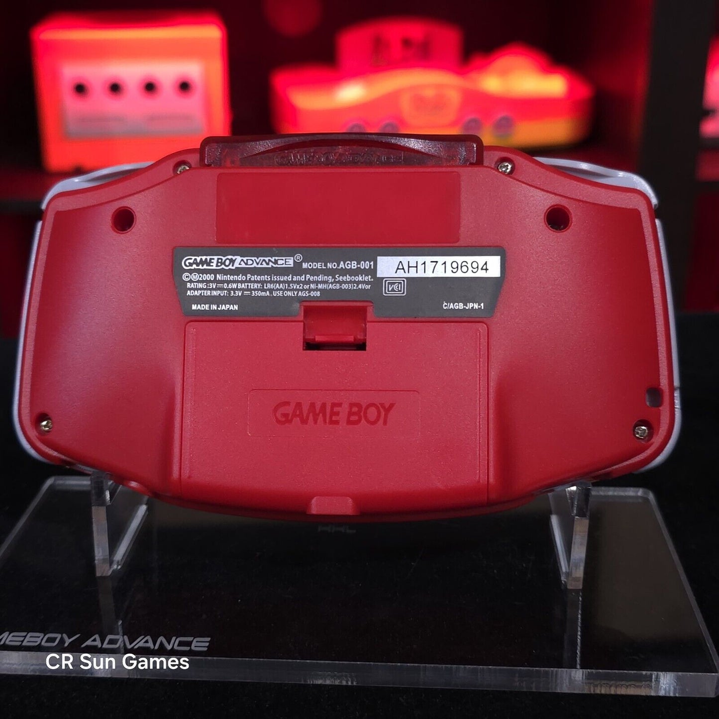 Red Game Boy Advance GBA iPS V5 LCD USB-C 1800 mAh Rechargeable Battery