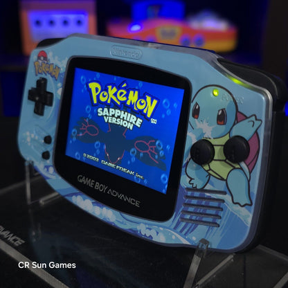 Glacial Squirtle GameBoy Advance GBA Console Ips V5 Backlight Backlit LCD MOD