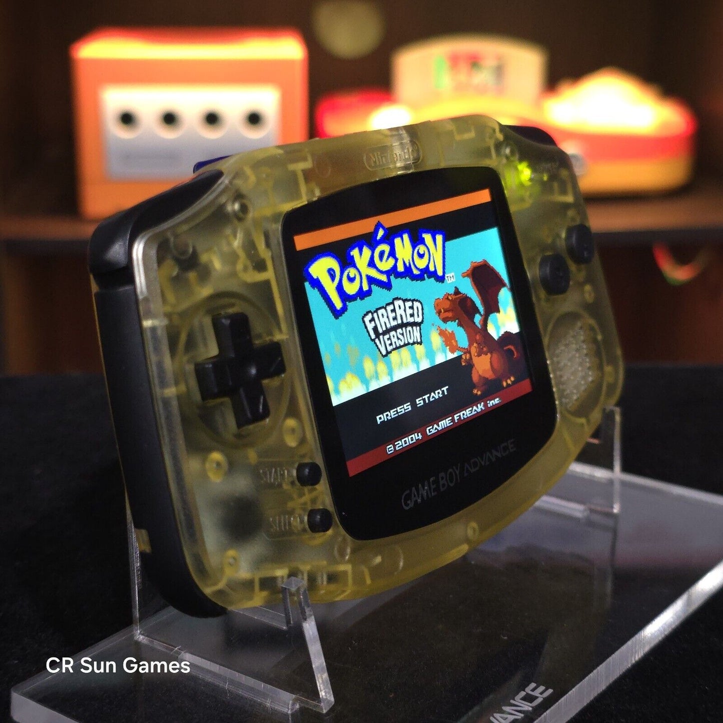 Clear Yellow Game Boy Advance GBA Console with iPS V5 Backlight Backlit LCD MOD
