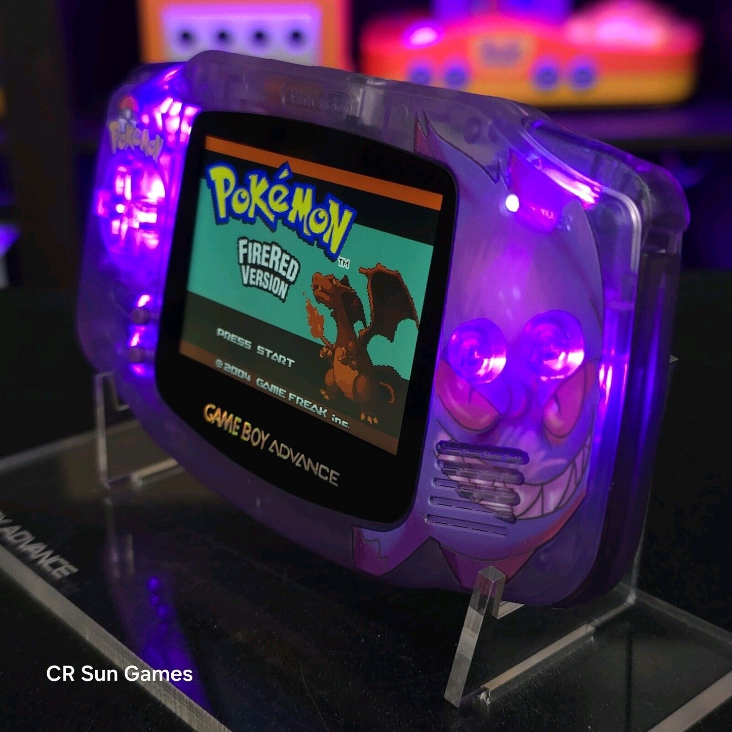 Gengar Purple Game Boy Advance GBA iPS V5 LCD USBC 1800 mAh Rechargeable Battery