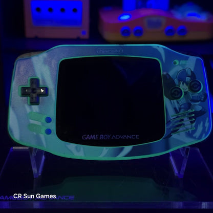 Megaman Glow Game Boy Advance GBA iPS V5 Backlit Mod & Blue LED Mod Console