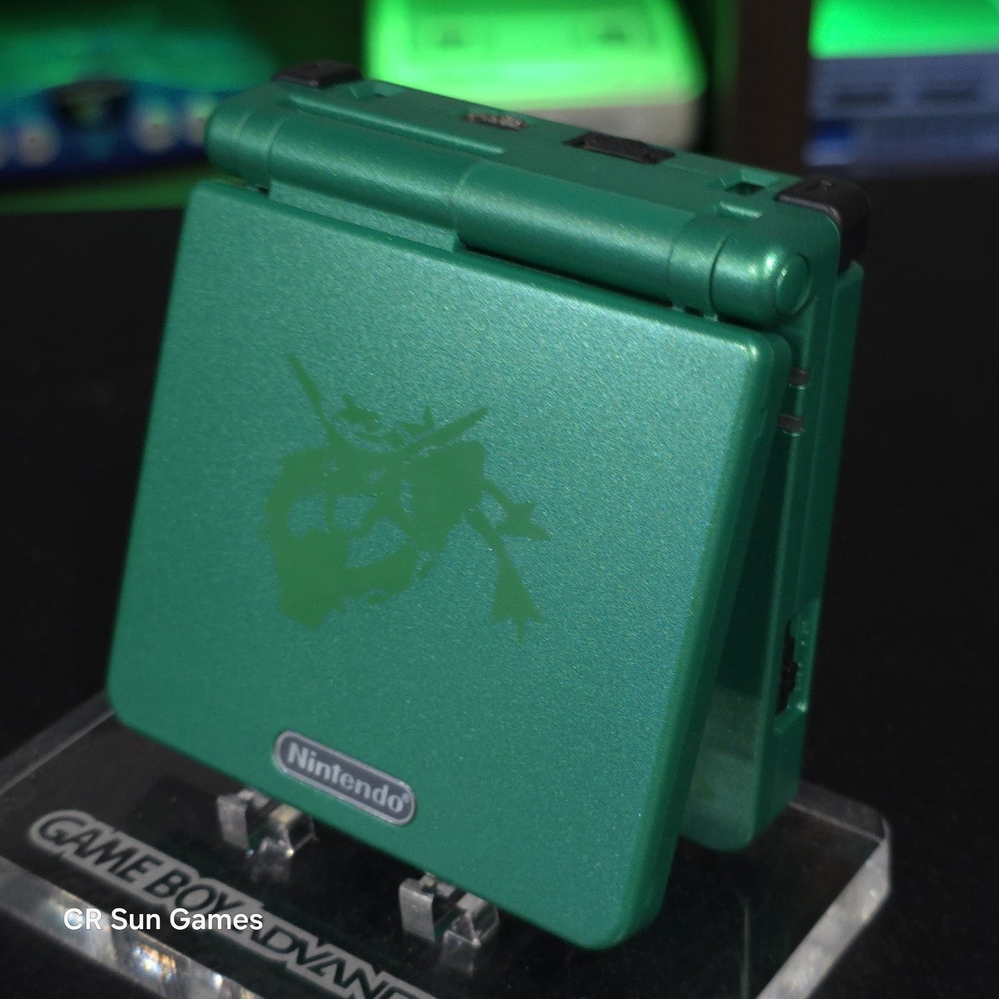 Green Nintendo Game Boy Advance GBA SP IPS V2 and Usb-C MOD - Rayquaza