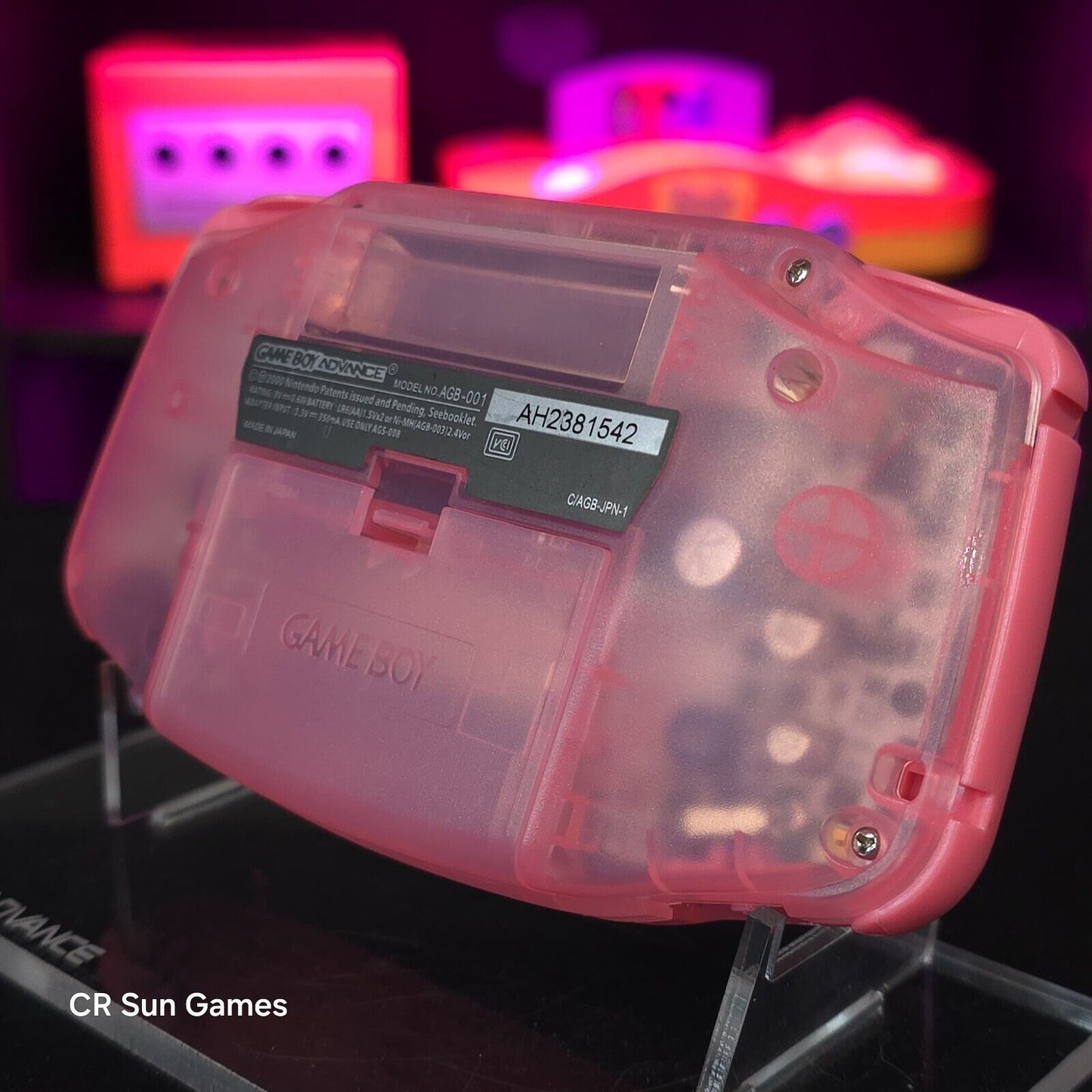 Clear Pink Kirby Game Boy Advance GBA Console with iPS V5 Backlit LCD MOD