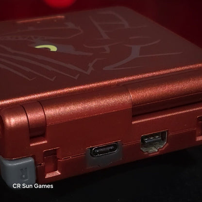 Red Nintendo Game Boy Advance GBA SP IPS V2 And USB-C Mod- Groudon