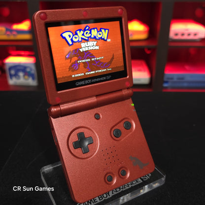 Red Nintendo Game Boy Advance GBA SP IPS V2 And USB-C Mod- Groudon