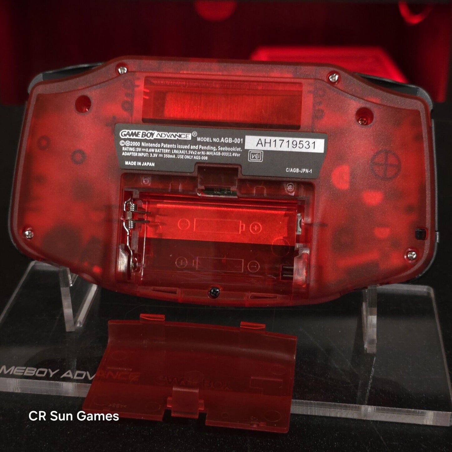 Clear Red Game Boy Advance GBA Console with iPS V5 Backlight Backlit LCD MOD