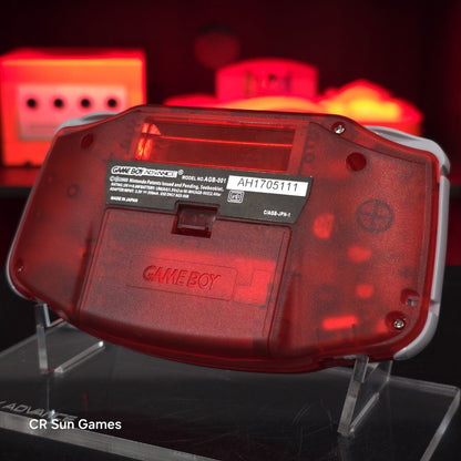 Clear Red Game Boy Advance GBA Console with iPS V5 Backlight Backlit LCD MOD