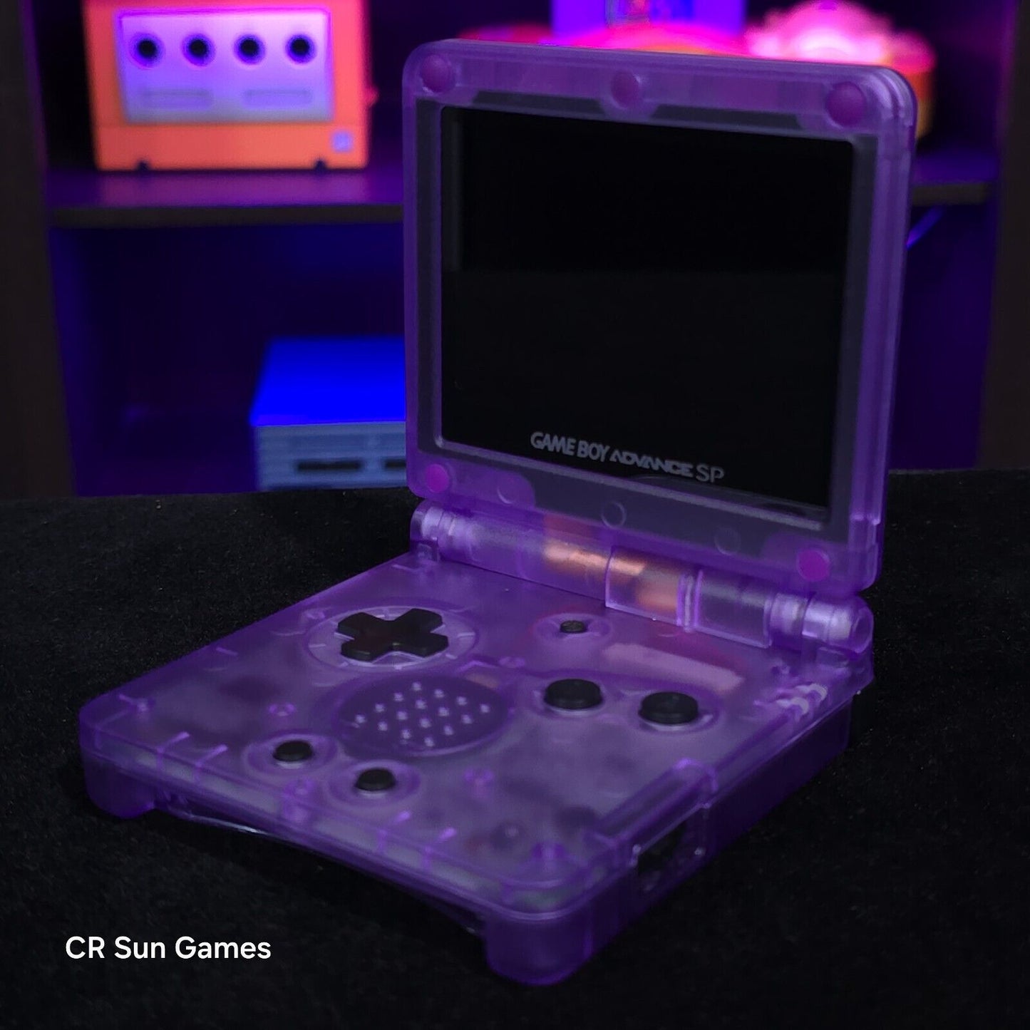Clear Purple Nintendo Game Boy Advance GBA SP IPS MOD Adjustable Brightness