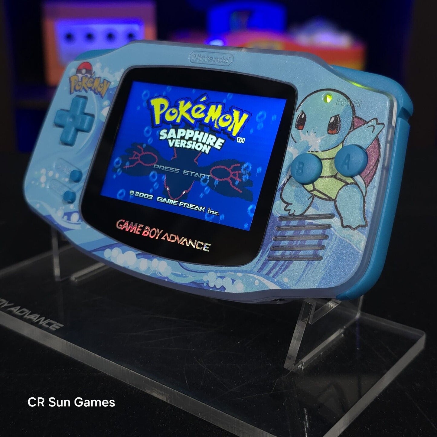 Glacial Squirtle GameBoy Advance GBA Console Ips V5 Backlight Backlit LCD MOD