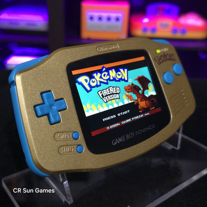 Gold Pokemon Game Boy Advance GBA Console with iPS V5 Backlight Backlit LCD MOD