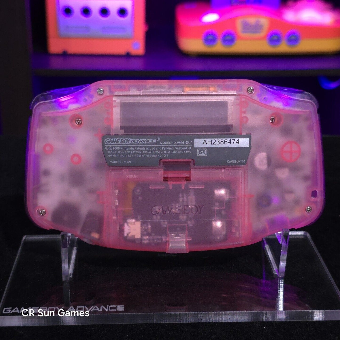 Clear Pink Game Boy Advance GBA iPS V5 LCD USB-C 1800 mAh Rechargeable Battery