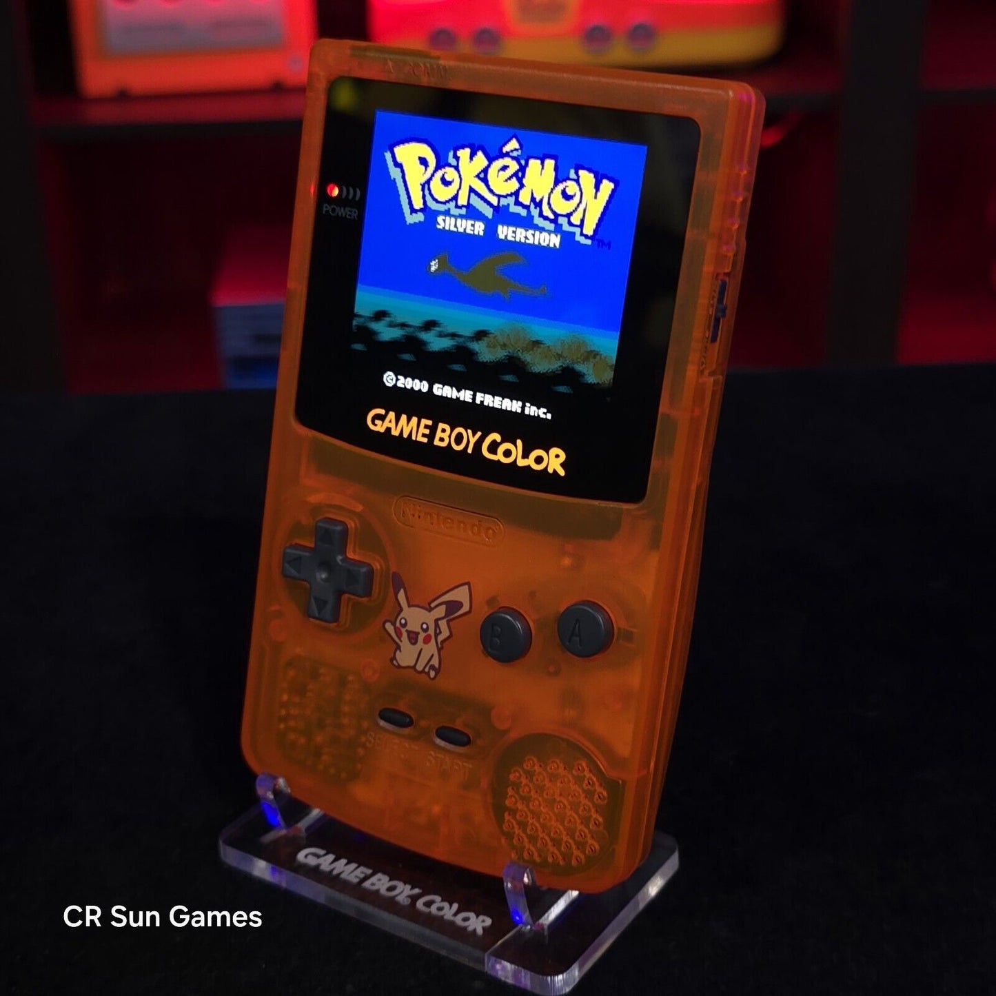 Clear Orange Gameboy Color Console OLED Touch Screen USB-C Rechargeable Battery