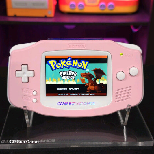 Pink And White Game Boy Advance GBA Console with iPS V5 Backlit LCD MOD